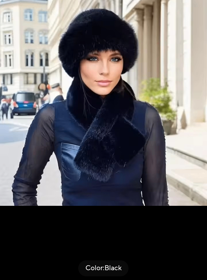 image for 2 pcs Faux Fur Winter warmth accessory set. 100% Brand New and High Quality Colour black 