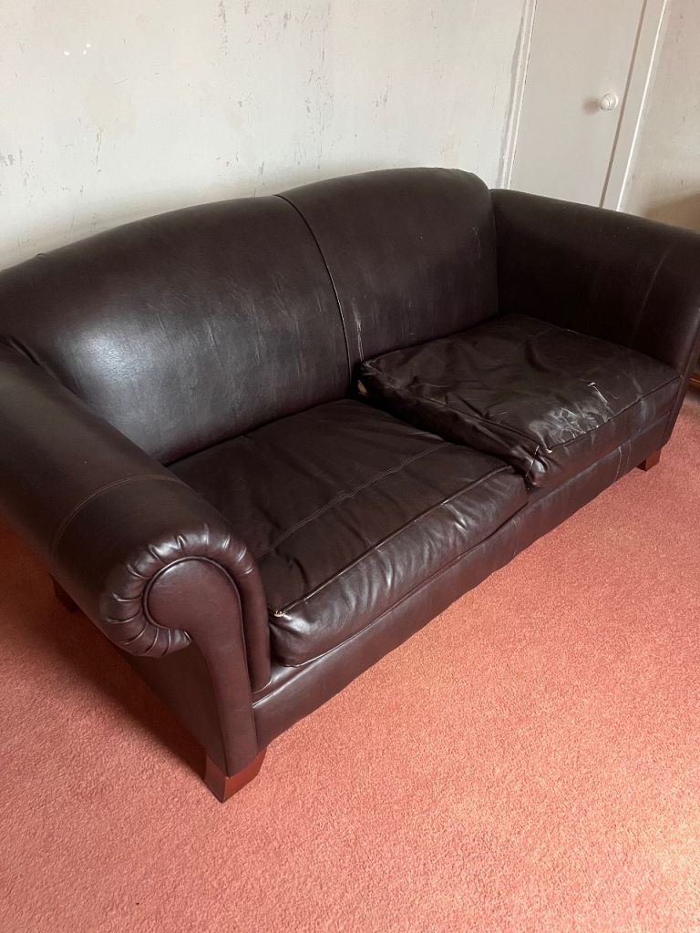Chocolate brown leather sofa 