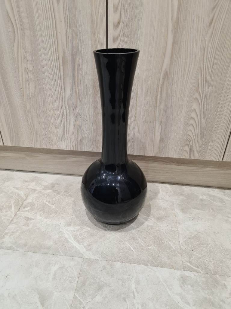 Large Black Glass Vase Ornament 590 x 120mm