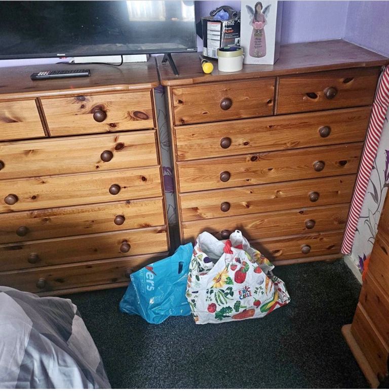 Pair of Wooden Chests of Drawers – Brown, Good Condition