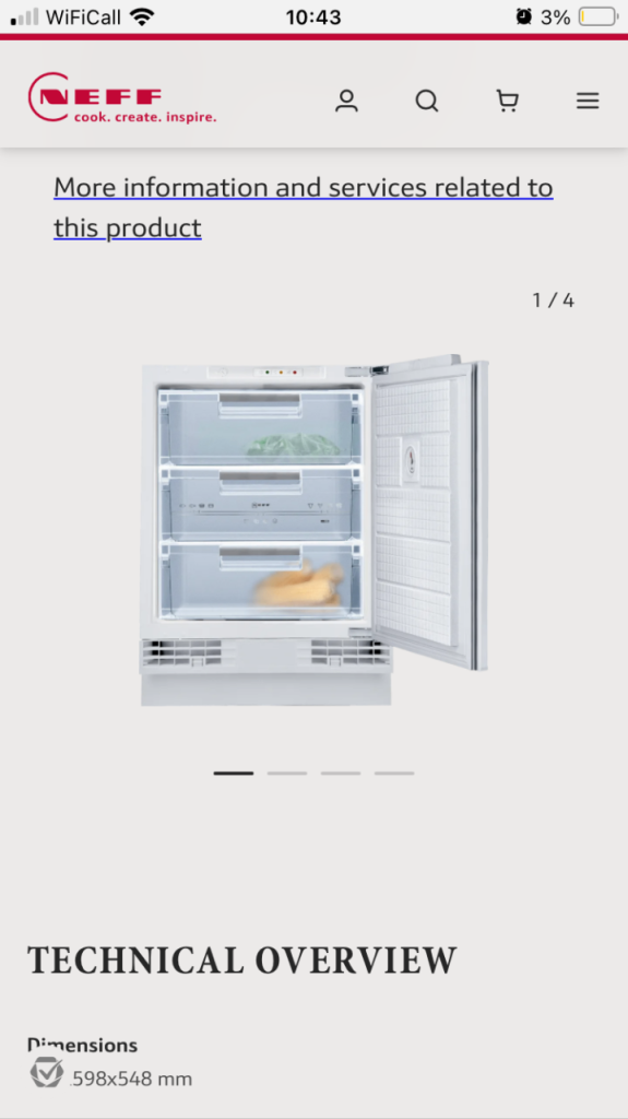 NEFF - G4344X7GB Integrated Undercounter Freezer