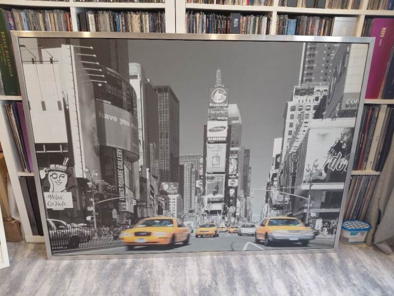 Large Times Square Canvas Print – Grey & Yellow Taxis