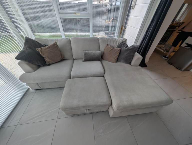 DFS Freya Light Cream Fabric Corner Sofa - Good Condition