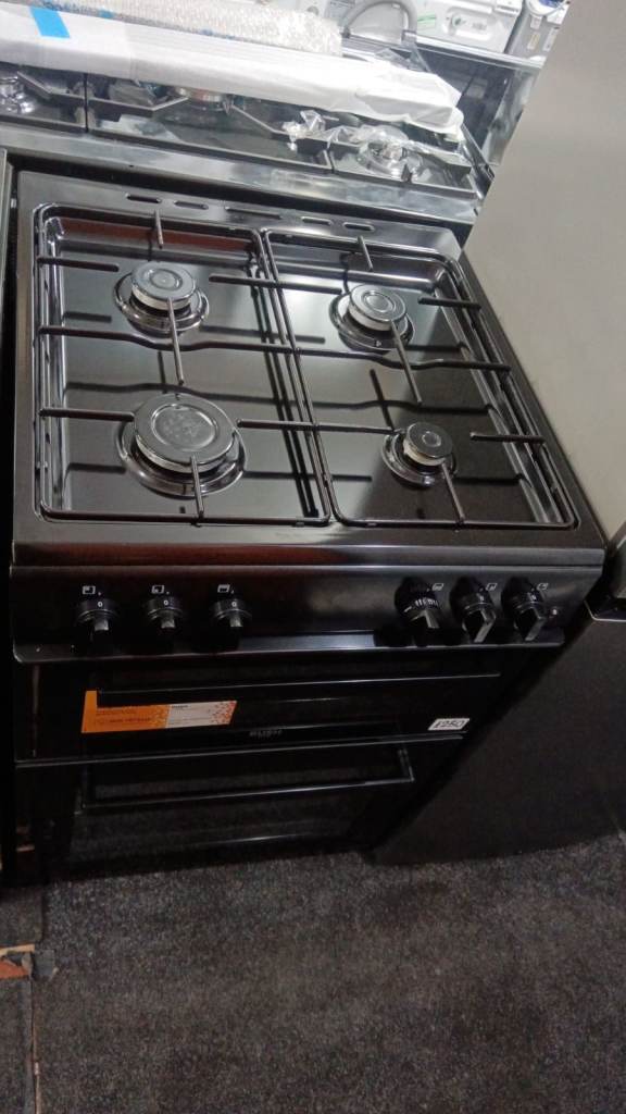 New Black Freestanding Gas Cooker with Double Oven