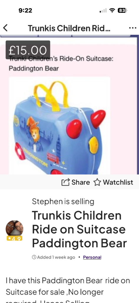 Trunki Paddington Bear Ride-On Suitcase – Blue