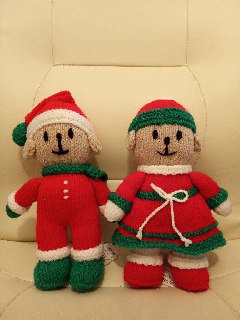 NEW Hand Knitted Father/Mother Christmas Girl & Boy Puppy Dogs Teddy Soft Toy