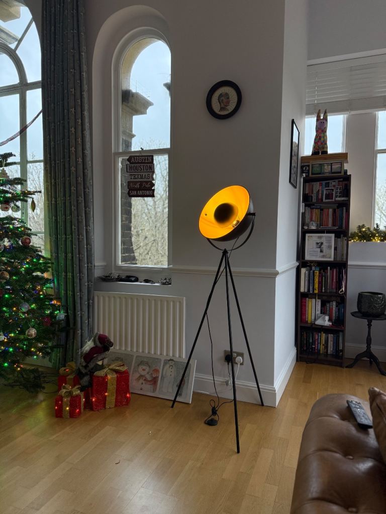 image for Modern Tripod Floor Lamp – Black & Gold