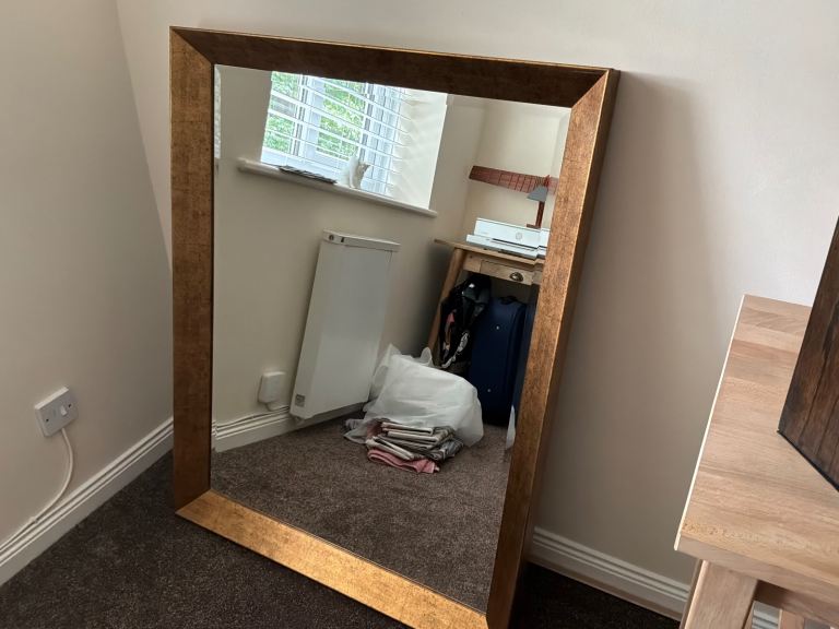 Large Ornate Gold Framed Wall Mirror 45x35 French Style Bathroom Hallway