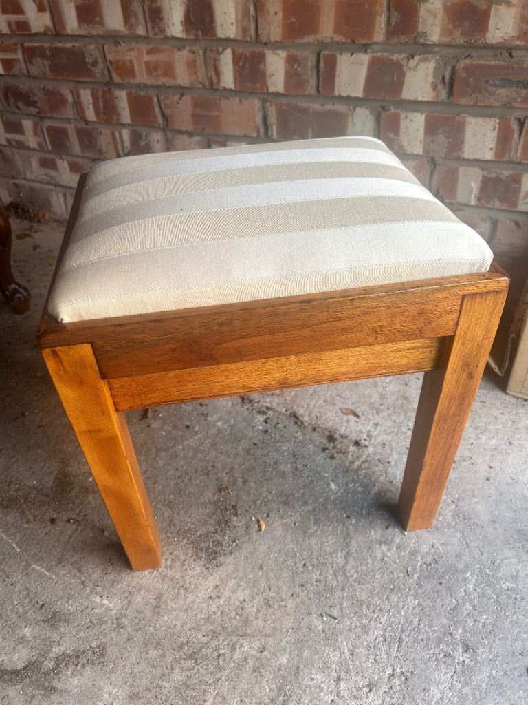 Wooden Storage Stool with Striped Upholstery – Project Piece