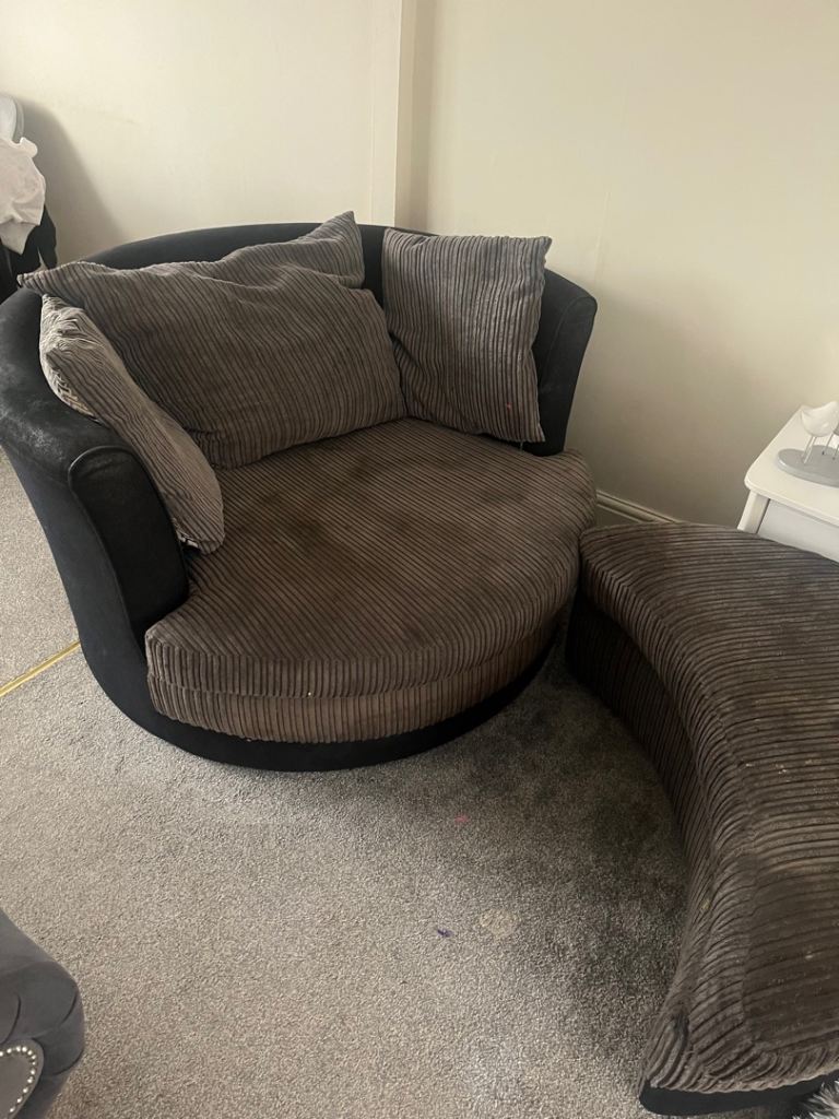 Cuddle chair and foot stool 