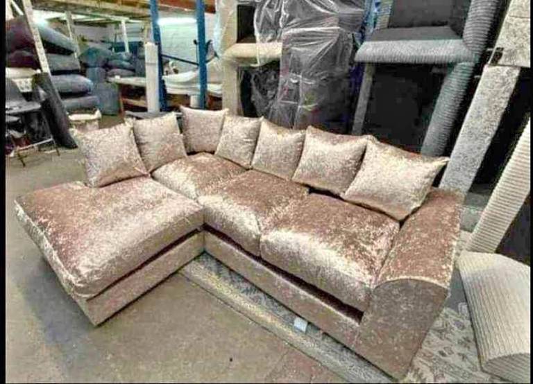 BRAND NEW Beige Velvet Corner Sofa with Chaise