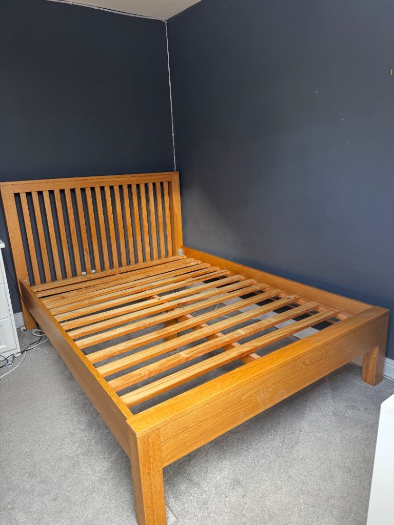 solid oak double bed