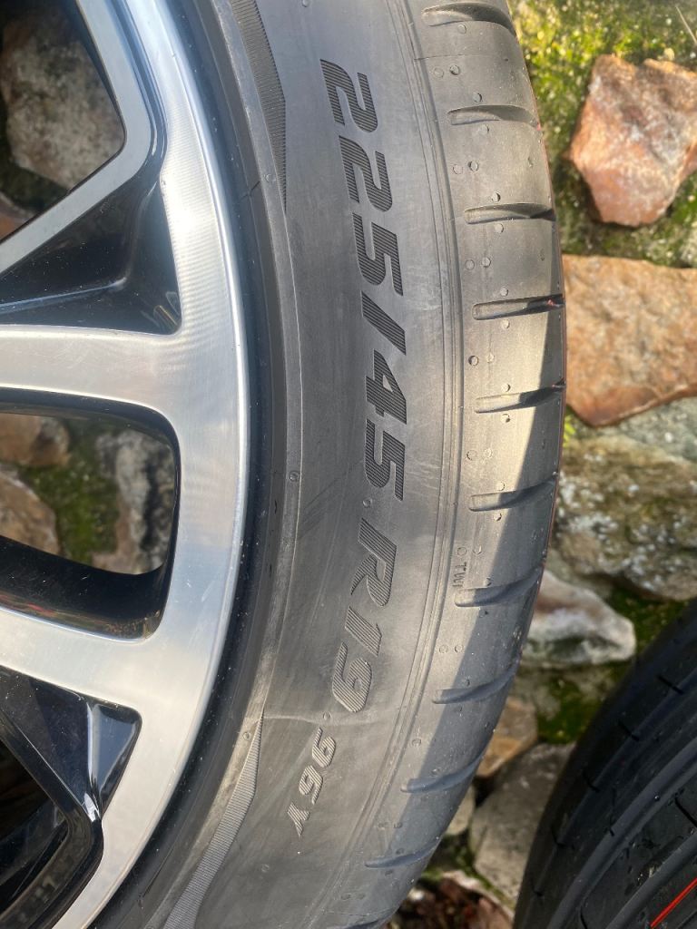 Set of Mini 19" JCW Circuit Spoke Wheels fitted with new (unused) Pirelli PZero Tyres