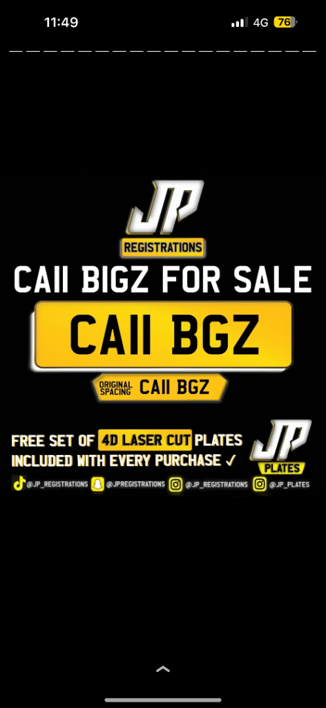 PRIVATE PLATE FOR SALE