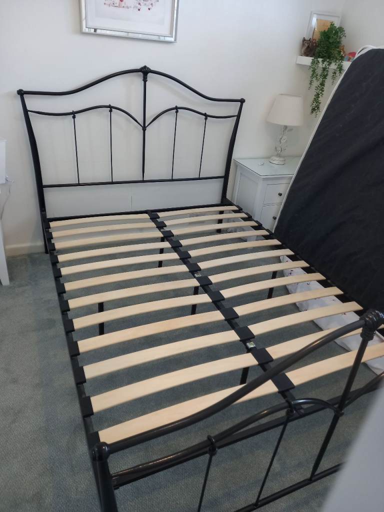 Black metal bed frame