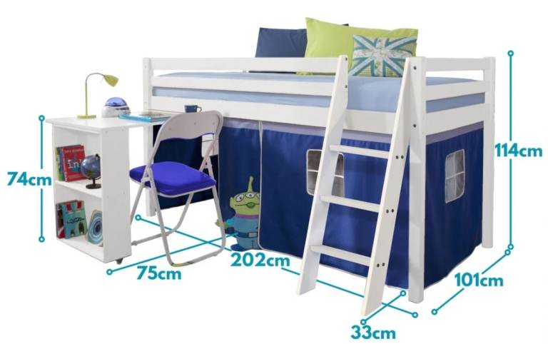 Bunk bed with desk pine