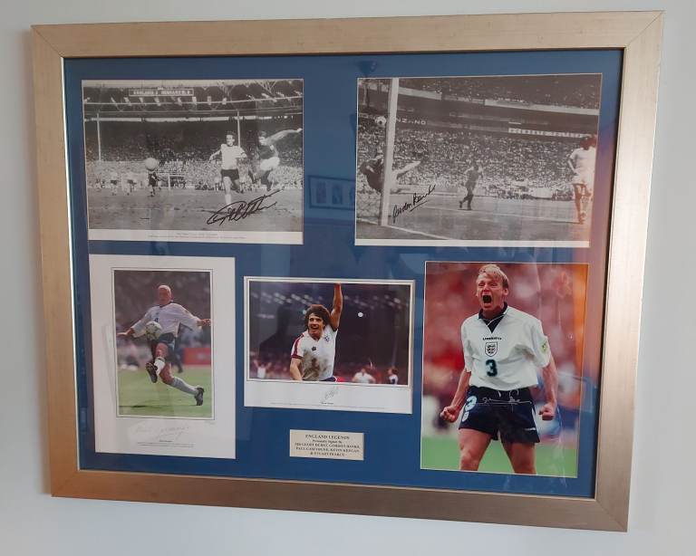 Authenticated framed collection of signed photographs of England footballers - incl. 1966