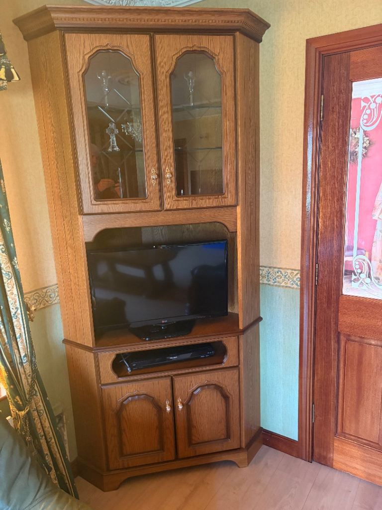 Oak Corner Display unit and sideboard