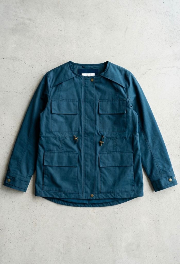 House of Bruar Navy Waxed Cotton Utility Jacket - Halley Stevensons Fabric