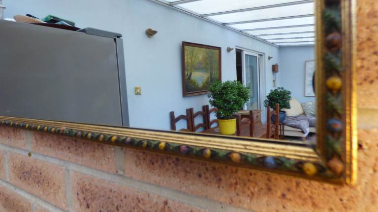 Antique Vintage Colourful Decorative Gold Gilt Mirror 64x33cm