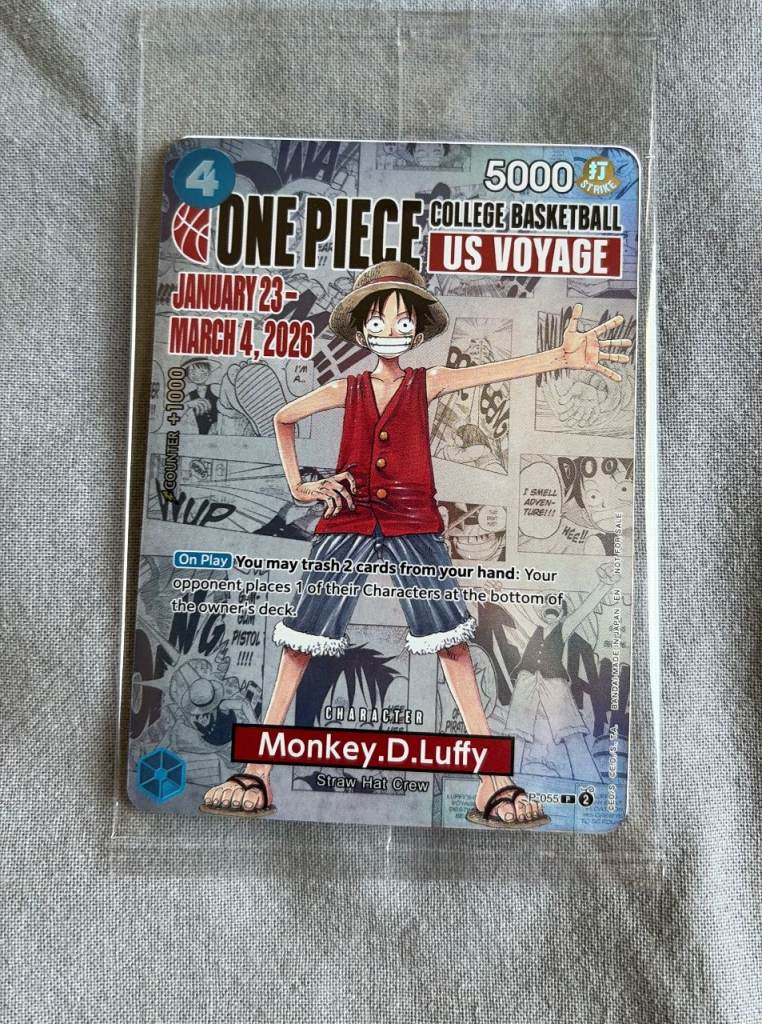 IN HAND London 🇬🇧 One Piece Luffy College Basketball Promo P-055 SEALED