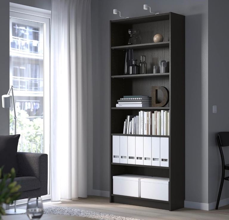IKEA Billy Bookcase, 80x28x202 cm, Black-Brown