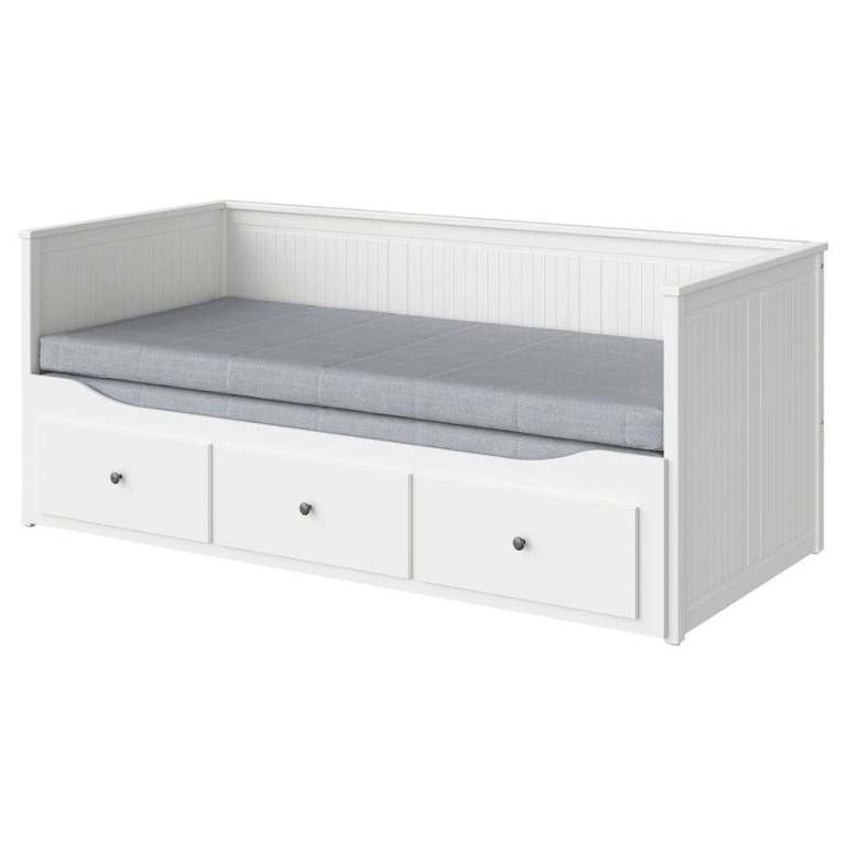 IKEA HEMNES Day Bed with 3 Drawers – White (Includes 2 Mattresses)