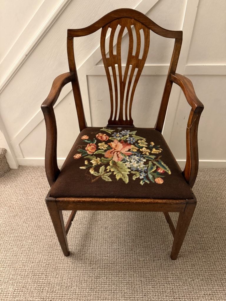 Antique 18th century Georgian Morning Room Elbow Chair / vintage mahogany arm chair