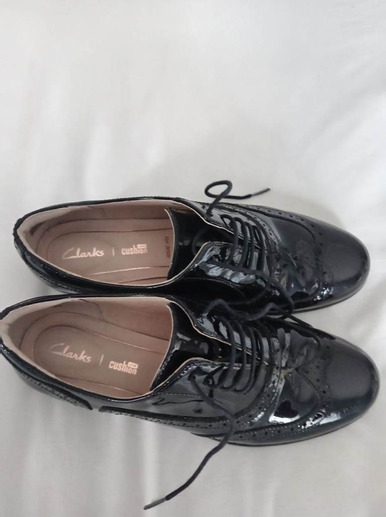 Clarks Black Patent Brogues - Good Condition