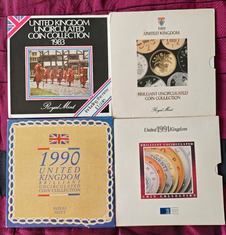 Royal Mint Uncirculated Coin Collections 1983, 1989, 1990, 1991