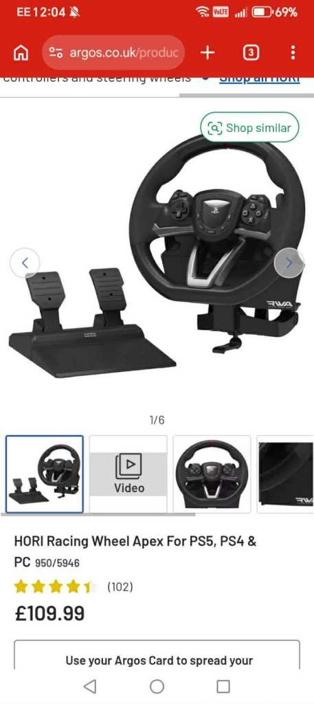 PS5/PC hori steering wheel and pedals