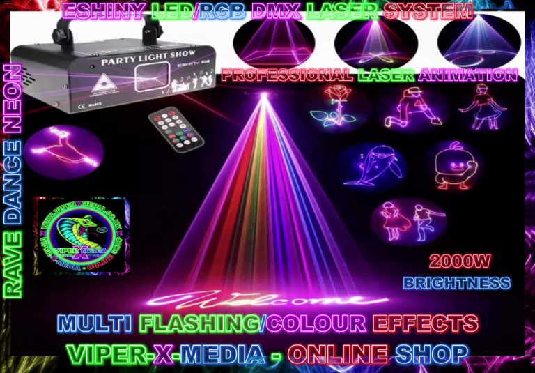 ESHINY 2000W LED/RGB LASER MULTI EFFECT DMX PARTY DJ SYSTEM NIGHTCLUB - RAVE/DANCE/NEON