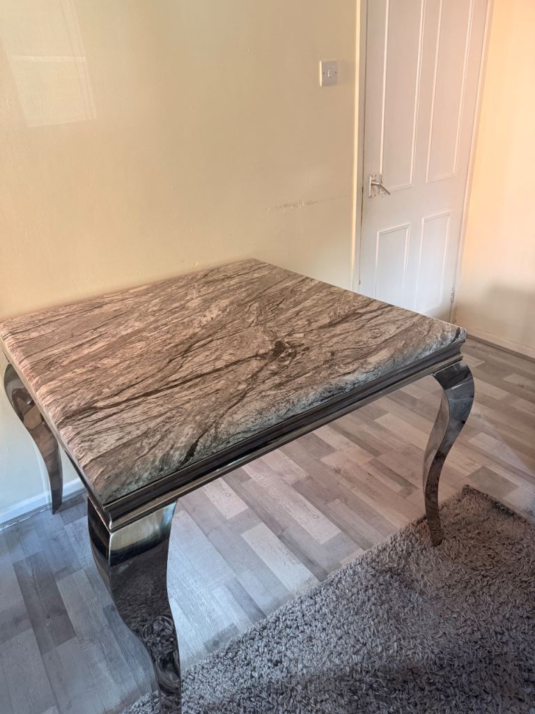 Good Condition Grey Marble Dining Table