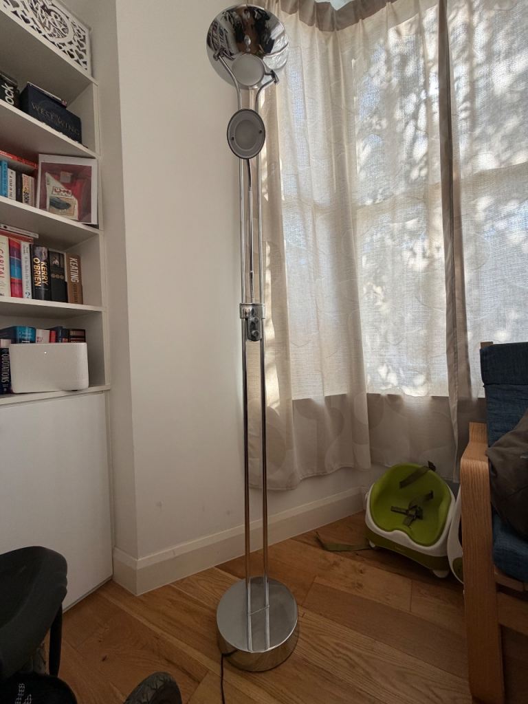 Chrome Uplighter Floor Lamp with Reading Light – Good Condition