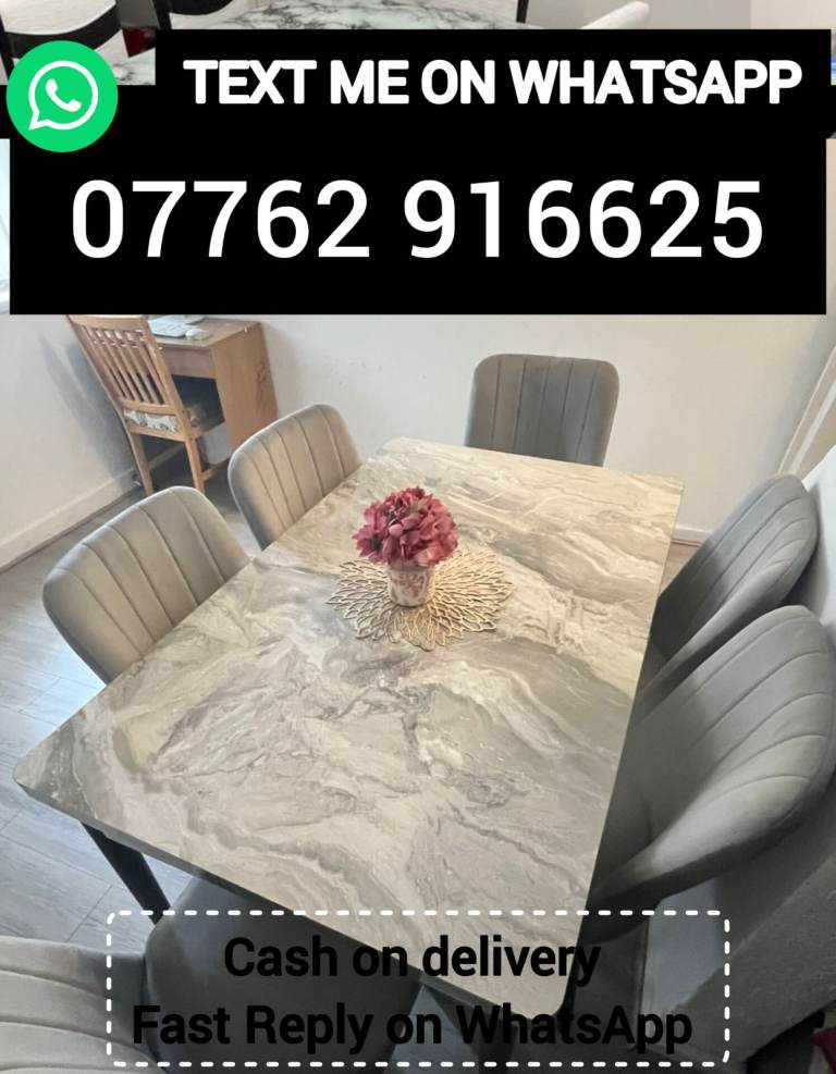 😍BRAND NEW WOODEN AND GLASS DINING TABLE WITH 4 AND 6 CHAIRS🔥✨