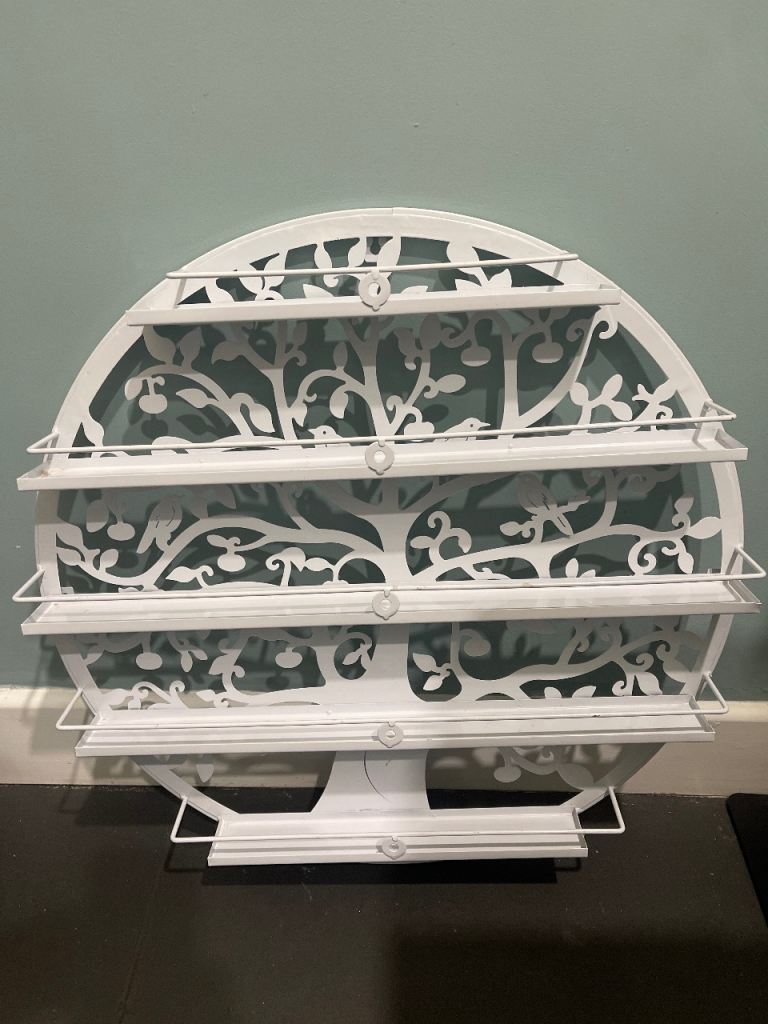 White Metal Tree display for nail colours. Mounting wall with 3 screws used but good condition