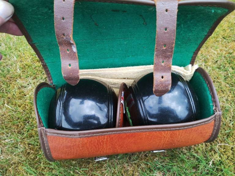 Vintage Bowls Set with Leather Carry Case