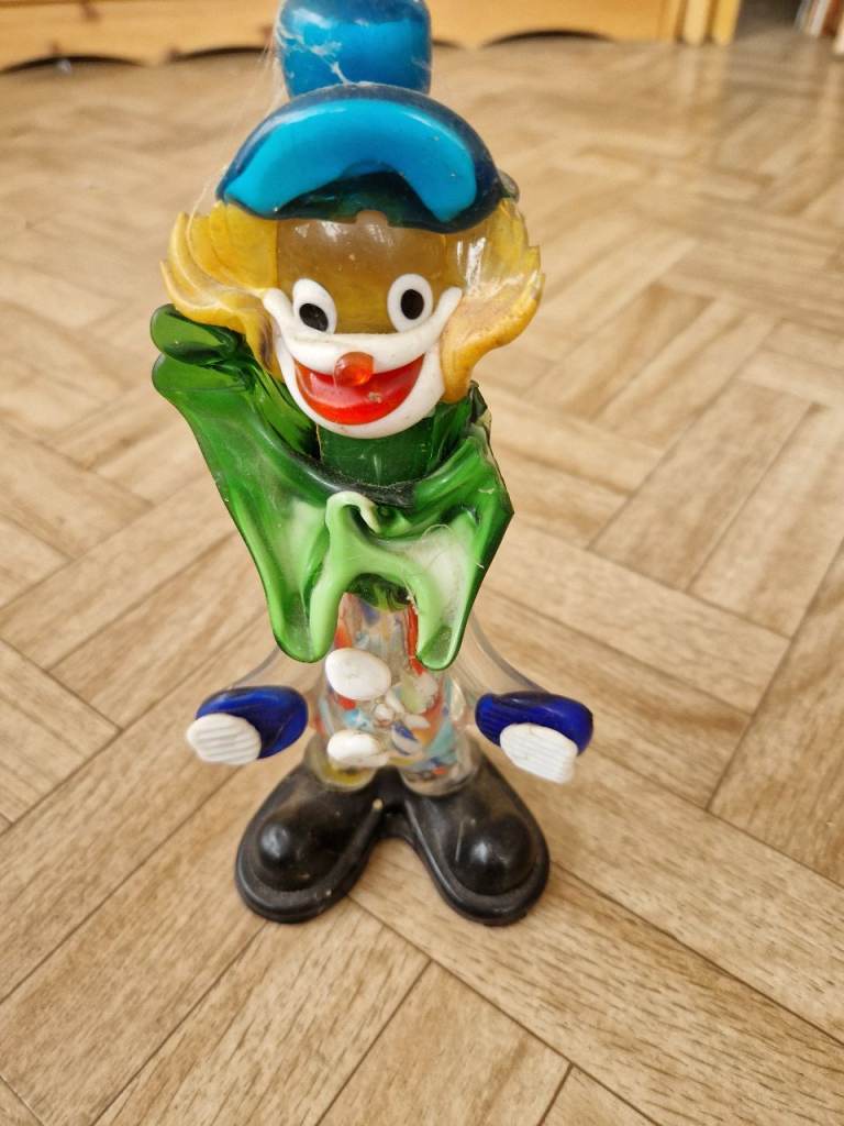 colourful Morano glass clown figurine