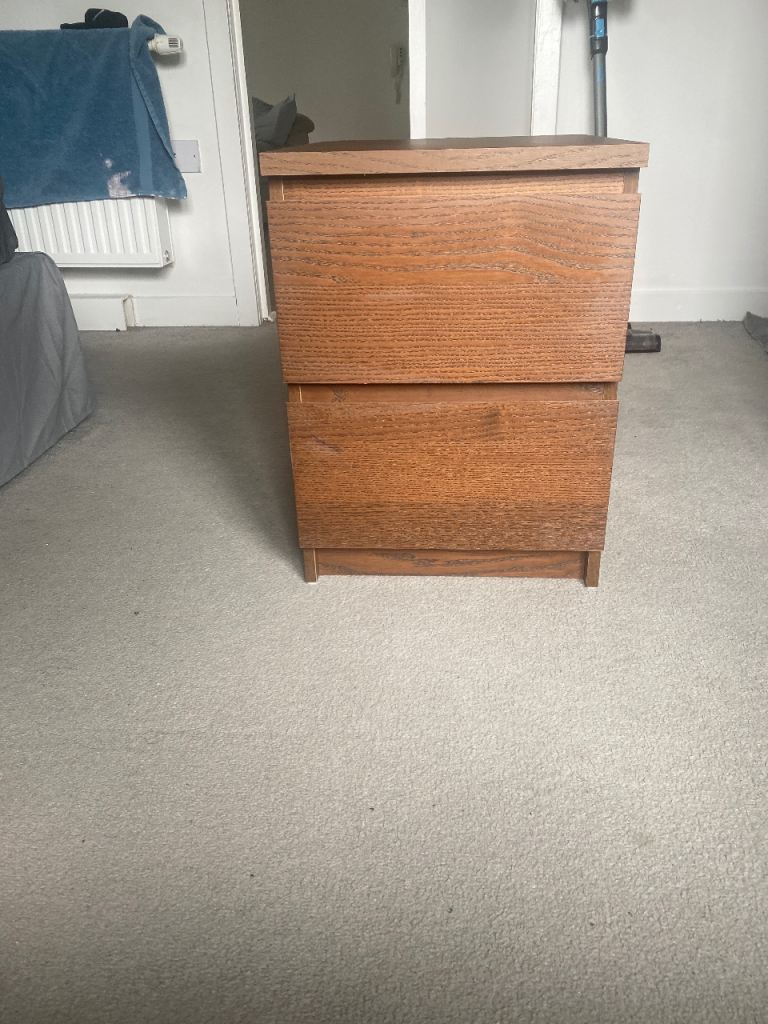 Wooden Bedside Table with 2 Drawers – Good Condition