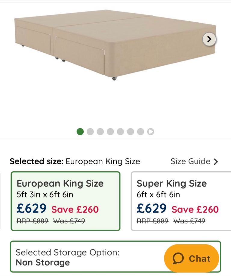 European king size divan bed base 