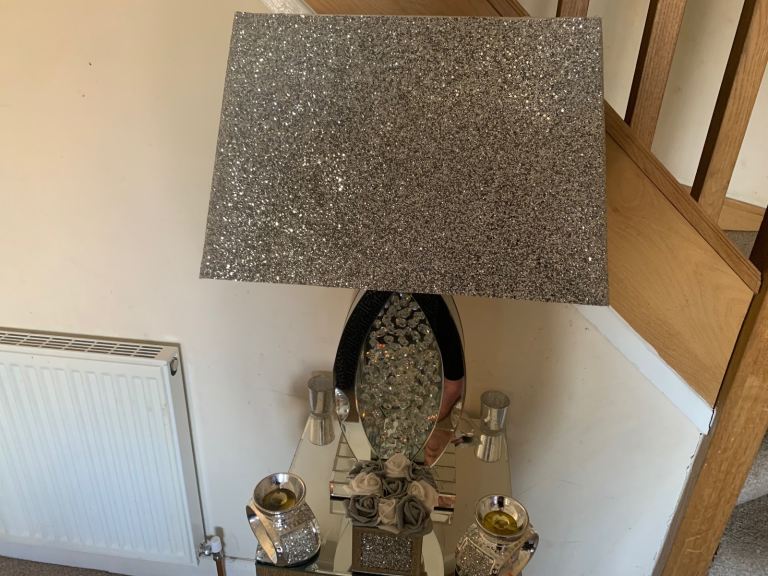 Large crushed glass table lamp