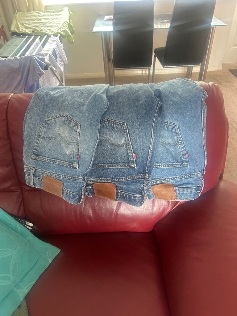 Three Pairs of Levi's 501 Jeans - Blue Denim, Good Condition