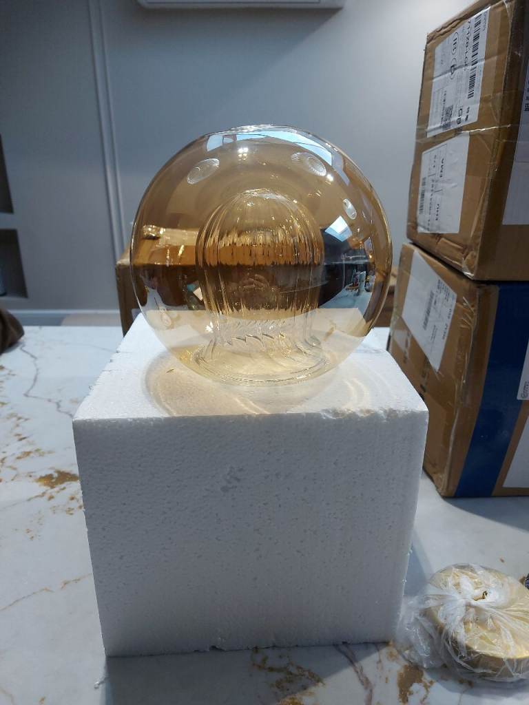 3 New Pendant Glass Ceiling Lights – Amber Orb Design