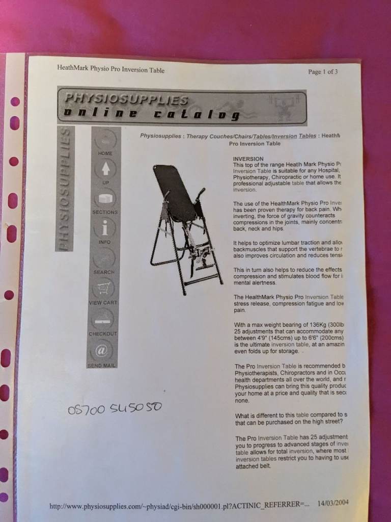 Physio Pro Inversion table