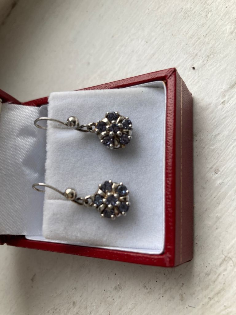 Silver & Tanzanite Diamond Earrings
