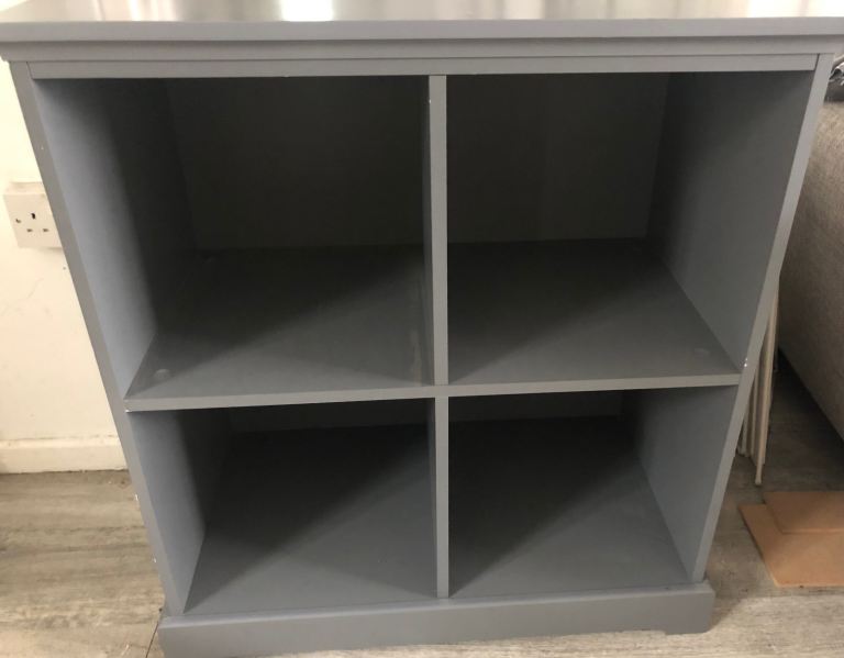 Grey Wooden 4-Cube Storage Unit - Good Condition