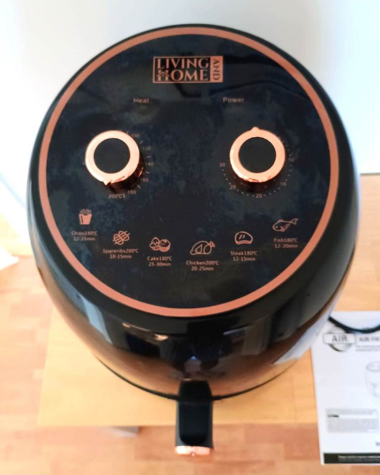 Living Home Air Fryer, Black and Rose Gold