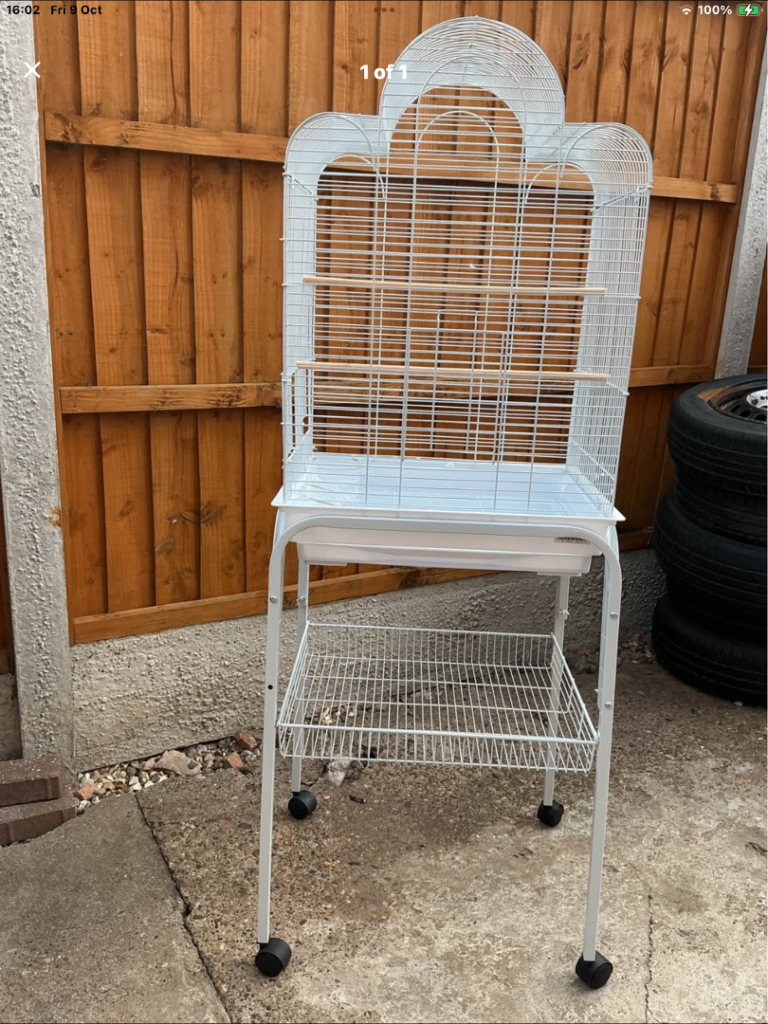 NEW BIRD CAGE+STAND+2 POTS+2 PERCHES 