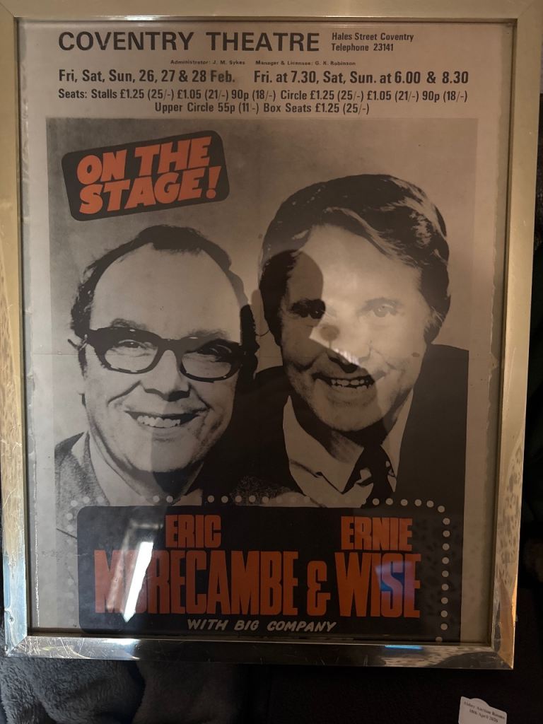 Original genuine morecombe and wise theatre poster framed 