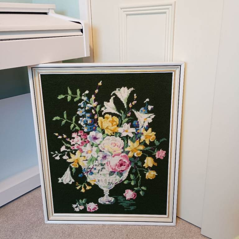 image for Large framed completed vintage tapestry 